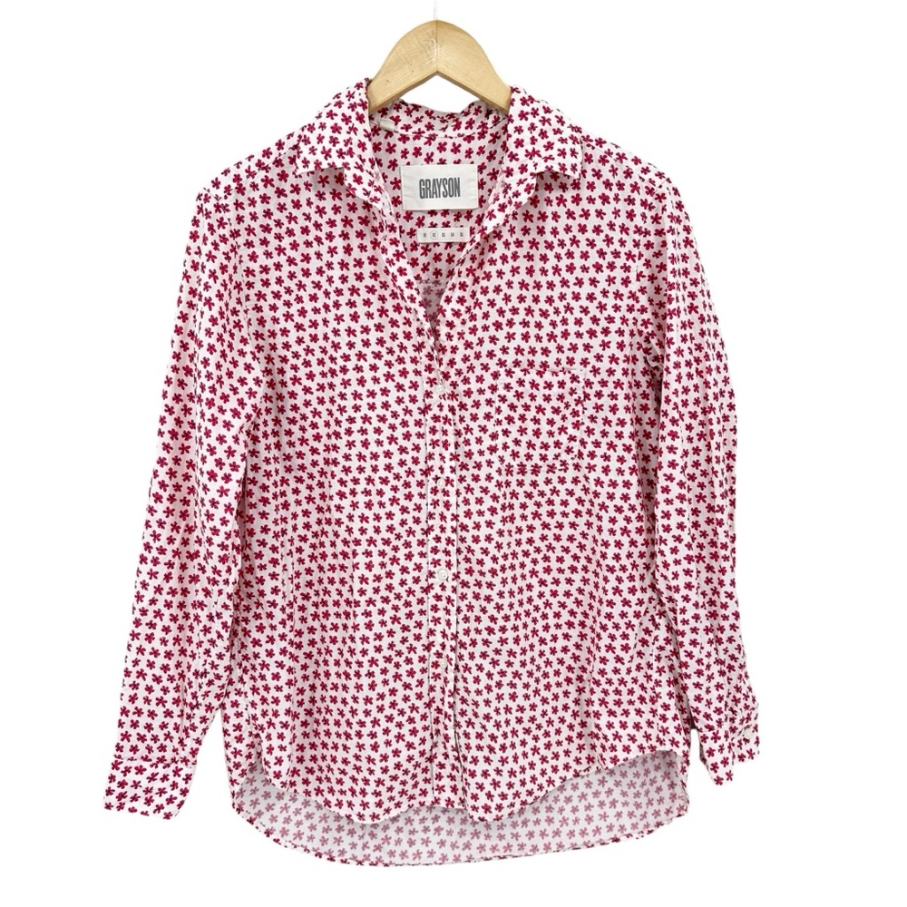 GRAYSON Shirt The Hero Long Sleeve Floral Button White Red